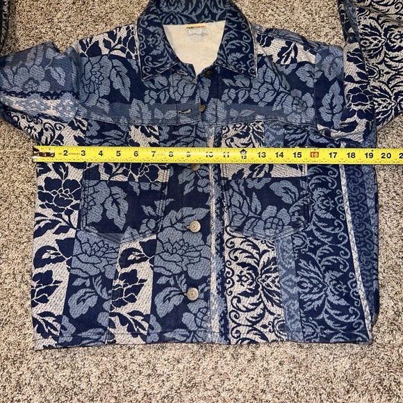 Vintage Vivaldi Jeanswear Blue Denim Jacket Floral Patchwork Small - Picture 7 of 7